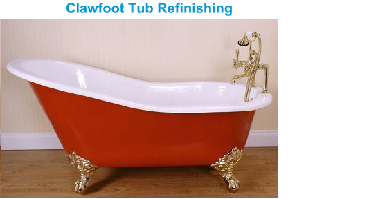 Red and White Antique Claw Foot Bathtub